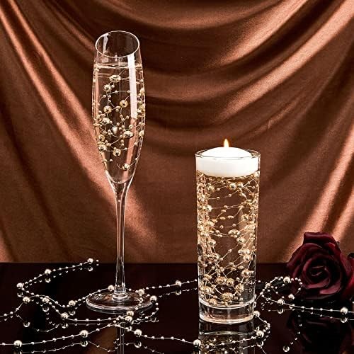 Artificial pearl bead garland floating candle vase decor