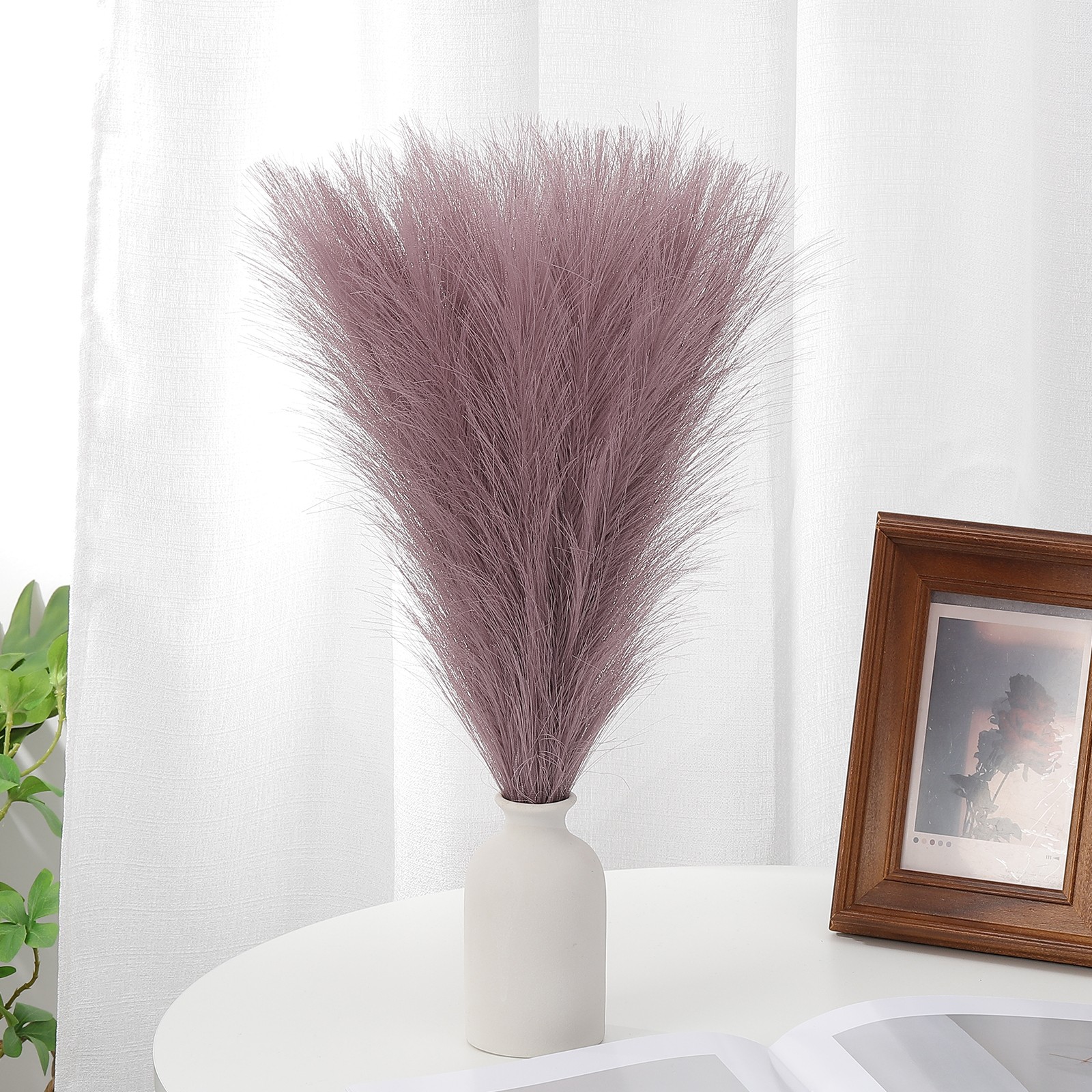 17.7in Pampas Grass Decor 30pcs Artificial Grass Bulk Fluffy Faux Dried Purple
