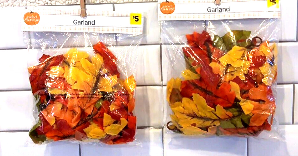 Fall Garland Maple Leaf loy of 2 pks (6 Ft each) Decor Faux Fall Maple Leaf Trim