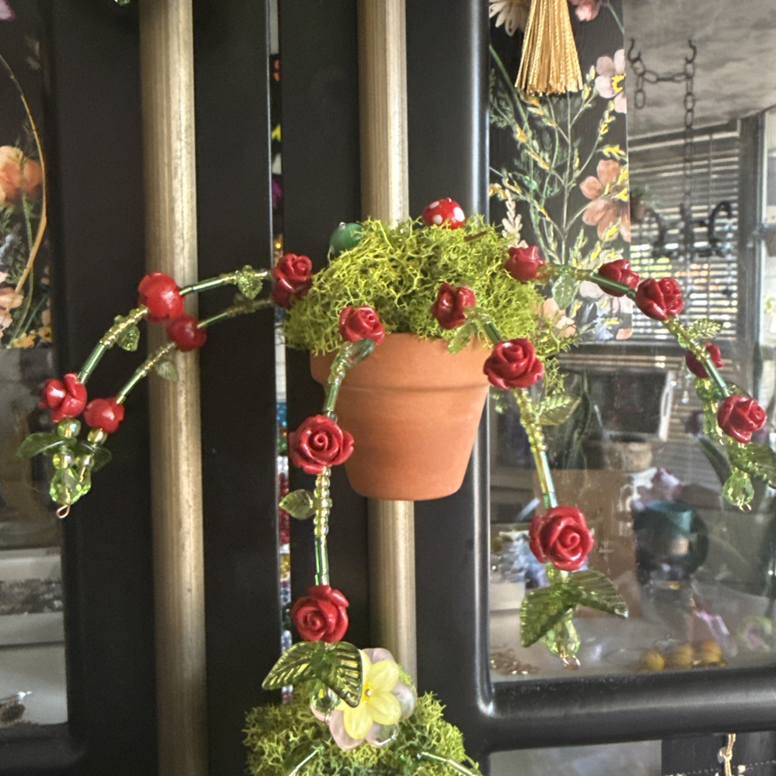 Handmade Miniature Dainty Beaded Indoor Plant W/Magnet – Never Needs Watering!