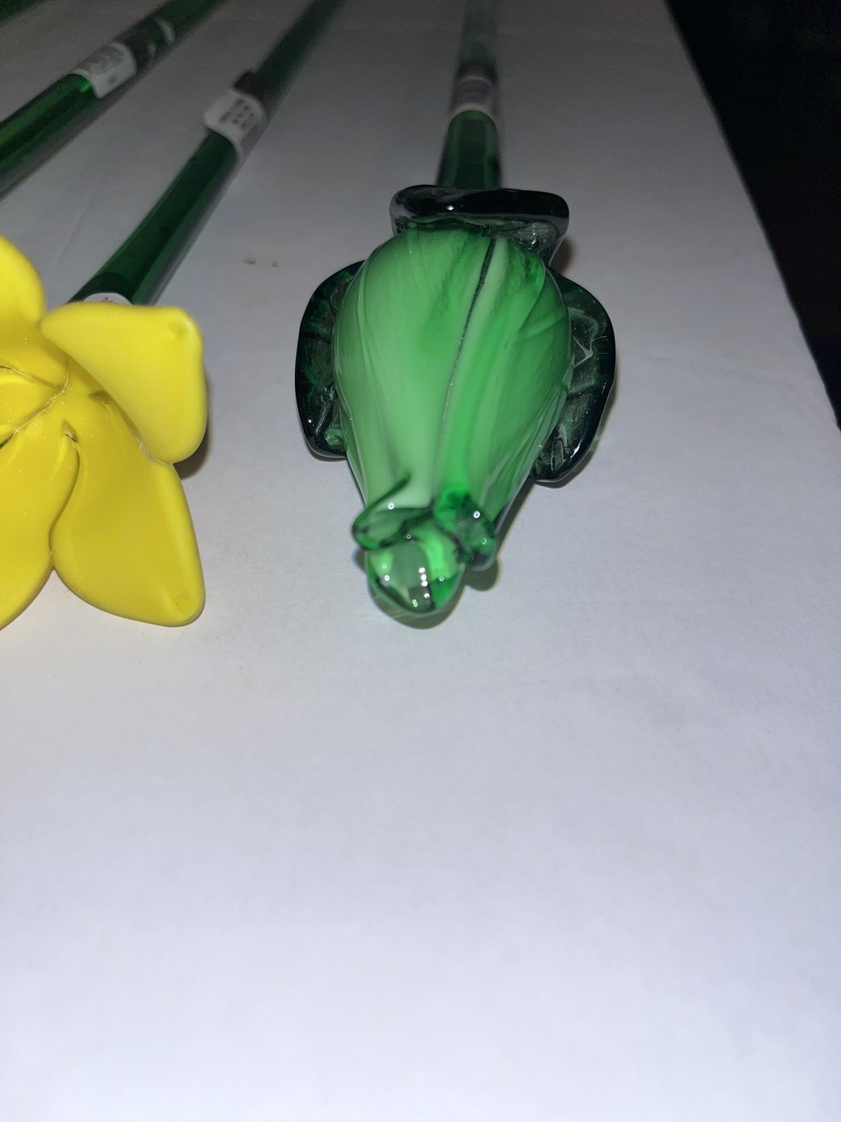 Hand Blown Vtg MIKASA Crystal Long Stem Art Glass Multicolor Flowers Lot Of 6