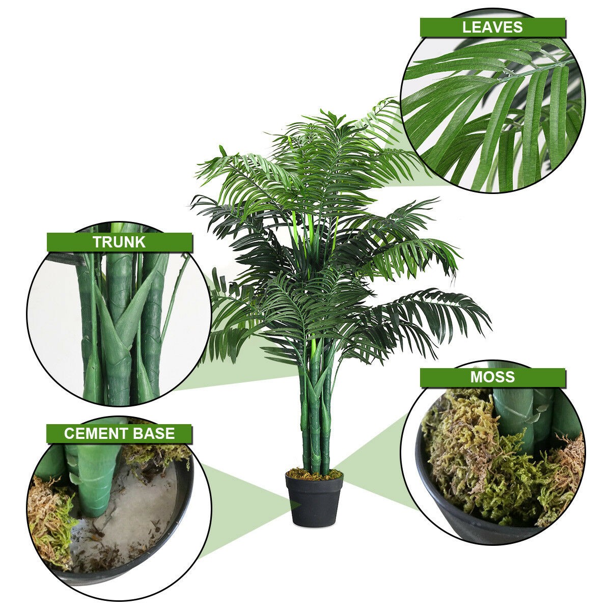 Costway 3.5FT Artificial Areca Palm Decorative Silk Tree w/Basket Indoor Patio
