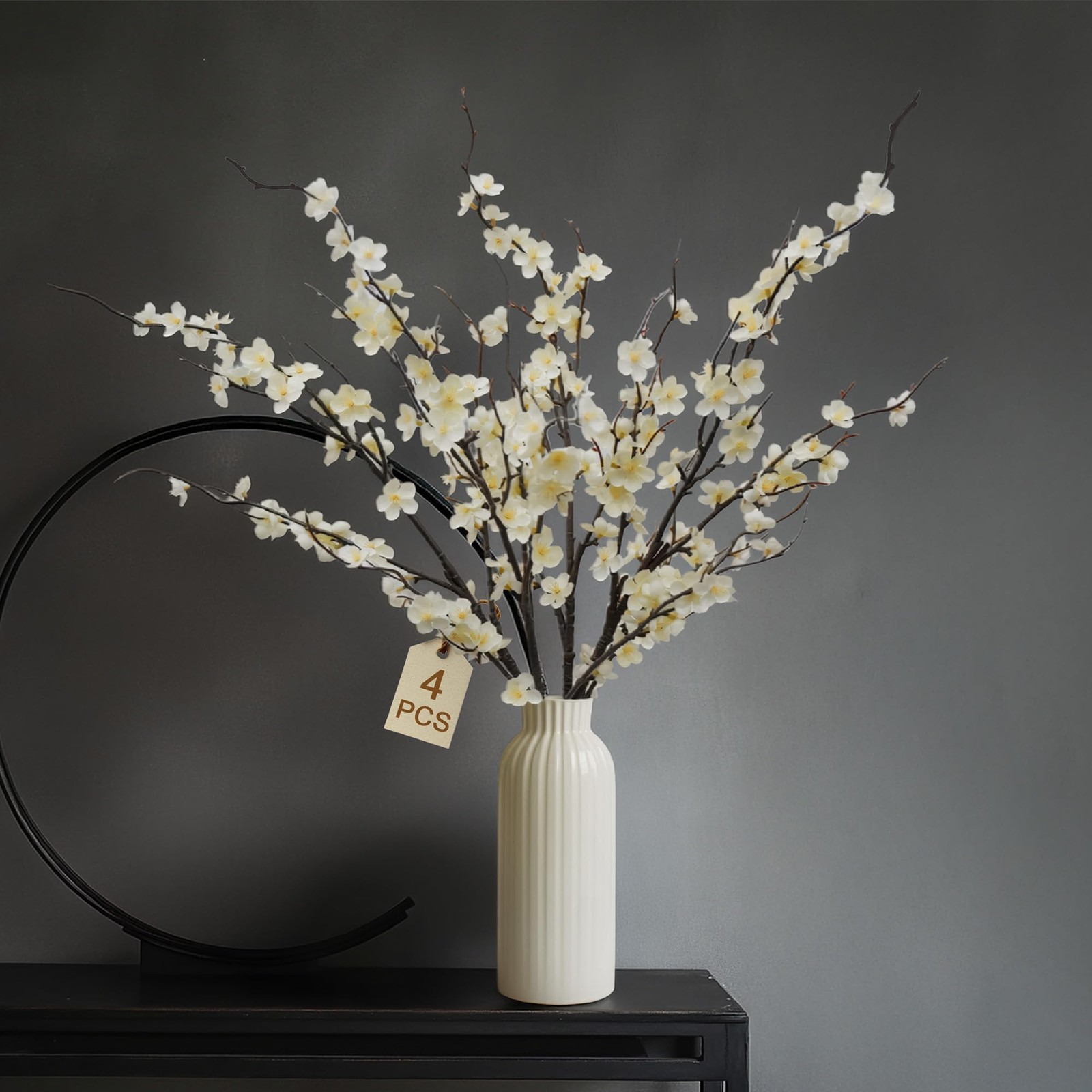 Cherry Blossom Branches 39 Inch 6PC White Cheery Blossom Branches for Decor
