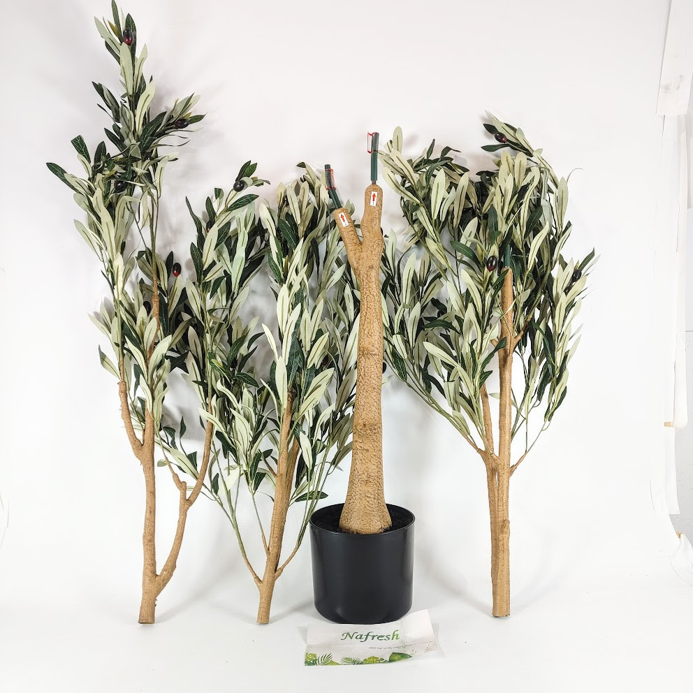 6 Foot Faux Olive Tree – Realistic Silk with Leaves, Fruit and Base