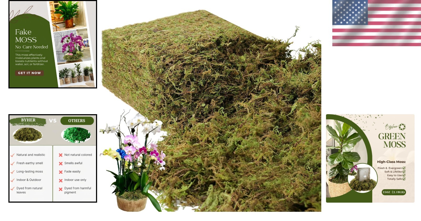 Artificial Green Moss for Plants Crafts Home Decor Fairy Garden 35 OZ