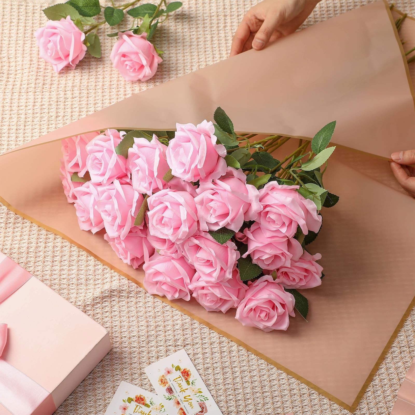 60 PCS Artificial Roses Bulk Silk Flowers with Long Stems, Realistic Faux Ros…