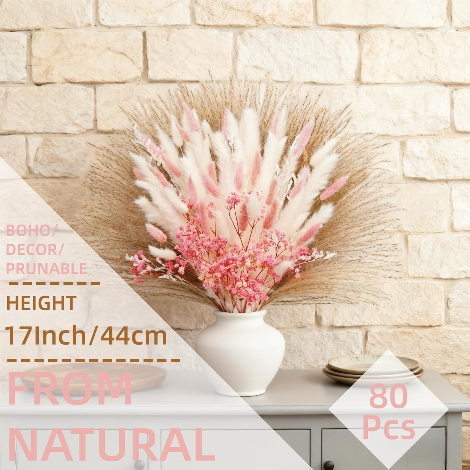Hapart Bunny Tails Dried Flowers Bouquet Nature Colorful Pampas Grass with Ba…