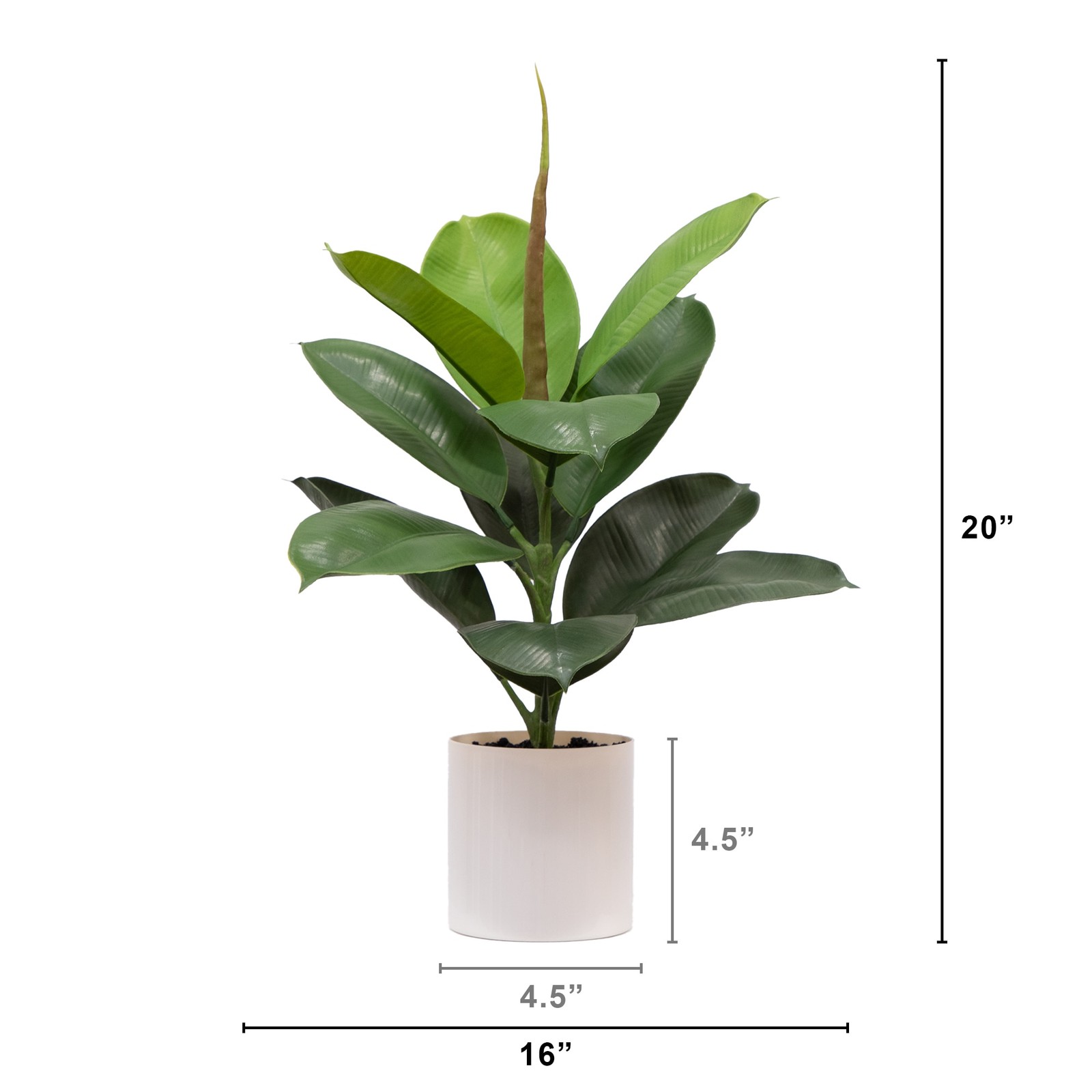 20-In Artificial Fiddle Leaf Fig Plant with Vanilla Plastic Planter Indoor Decor