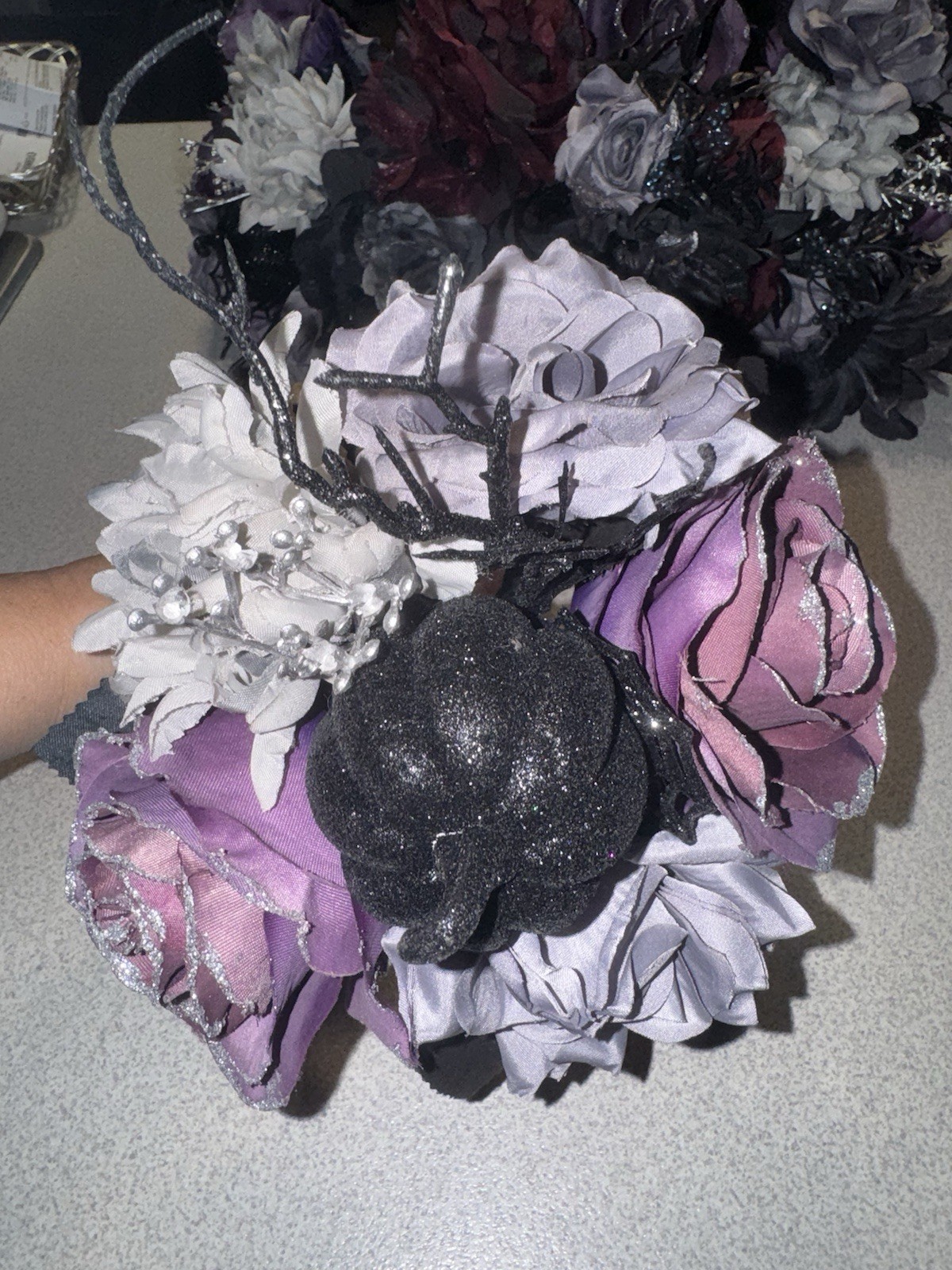 Lot Of 10 Ashland Halloween Red Black Gray Roses Peony Elegant Floral Bouquet