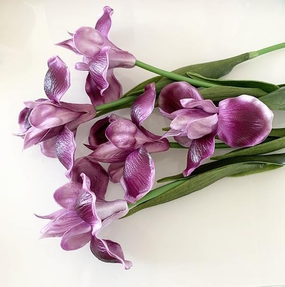 4pc Artificial Iris Flower Silk Flower,Flower Bouquet,Long Stem 18″ Fake Irel…