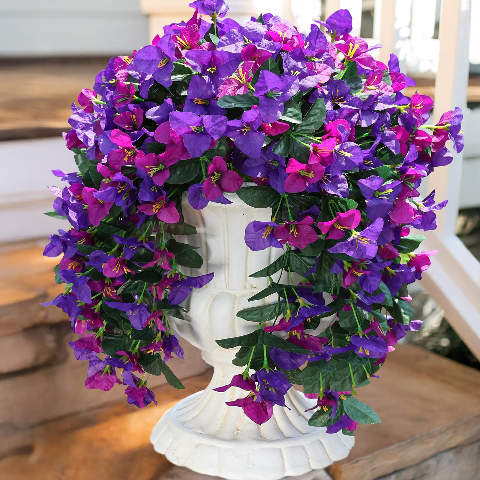 2 PCS Bougainvillea Artificial Hanging Flowers Plants for Outdoors, Mix