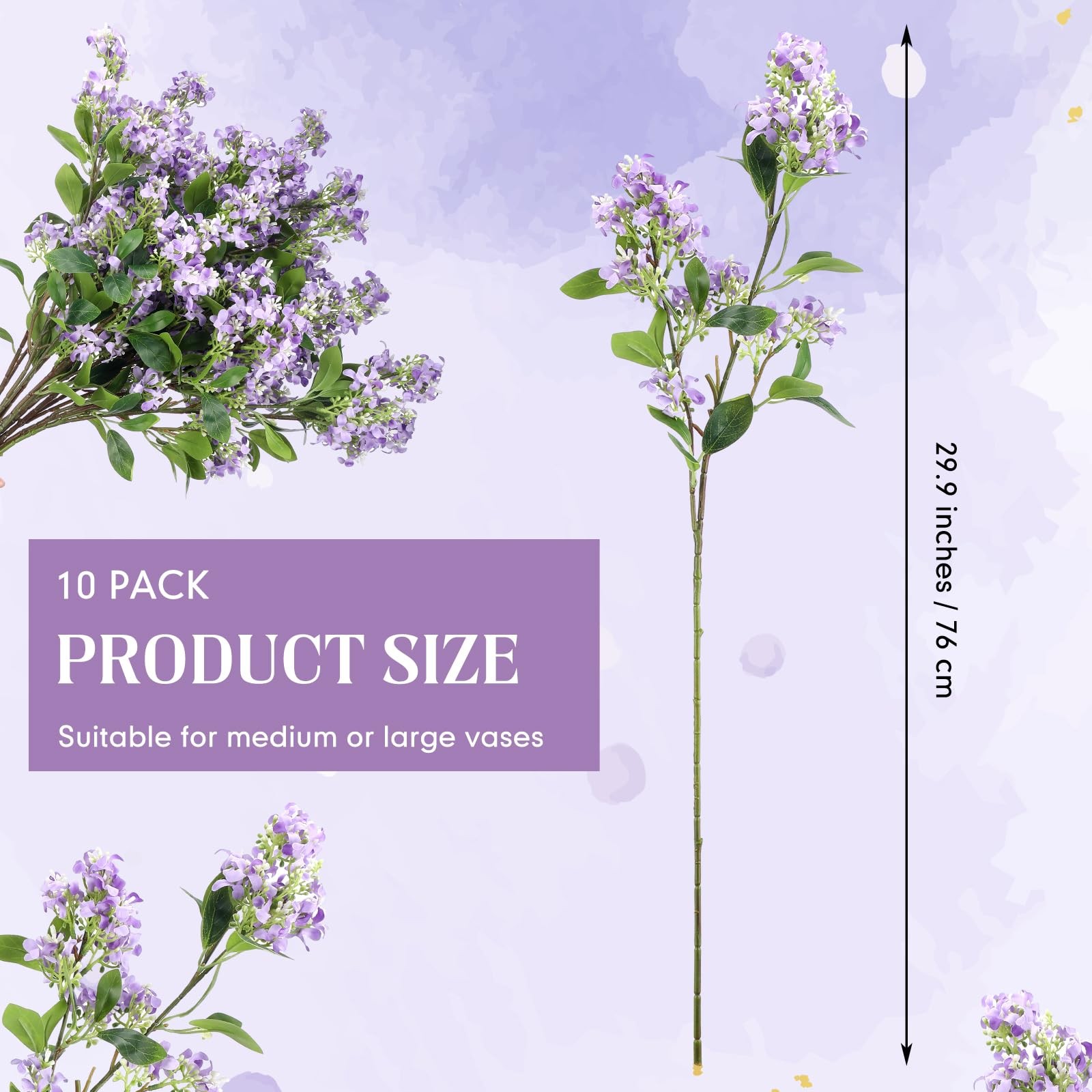 10 Pcs 30″ Artificial Lilac Flowers Fake Delphinium Antirrhinum Stem Silk Art…