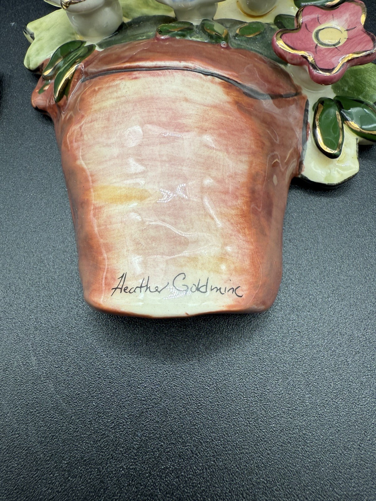 Blue Sky Corp Floral Wall Art Wall Pocket “Thank-you” By Heather Goldmine 2002