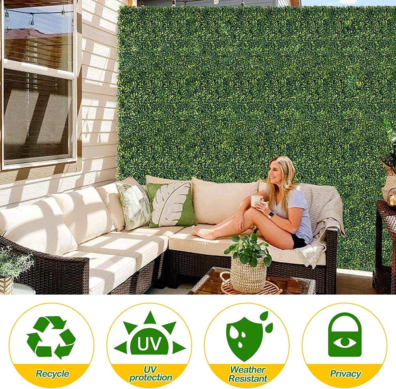 Artificial Plant Grass Mat Greenery Boxwood Wall Hedge Plant Fence Foliage Panel