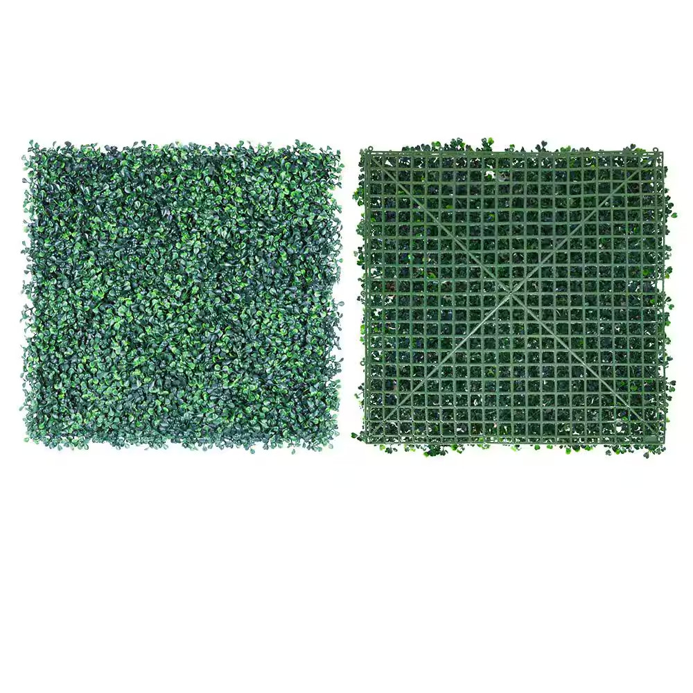 1.5 In. 12 Piece 20 In. X 20 In. Plastic Artificial Boxwood Hedges Grass Wall Pa