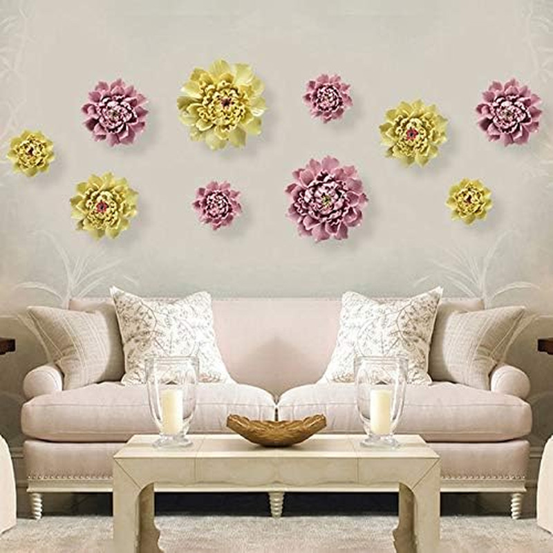 Peony Ceramic Flower Wall Décor Artificial 3D Flower Wall Art for Living Room Ho