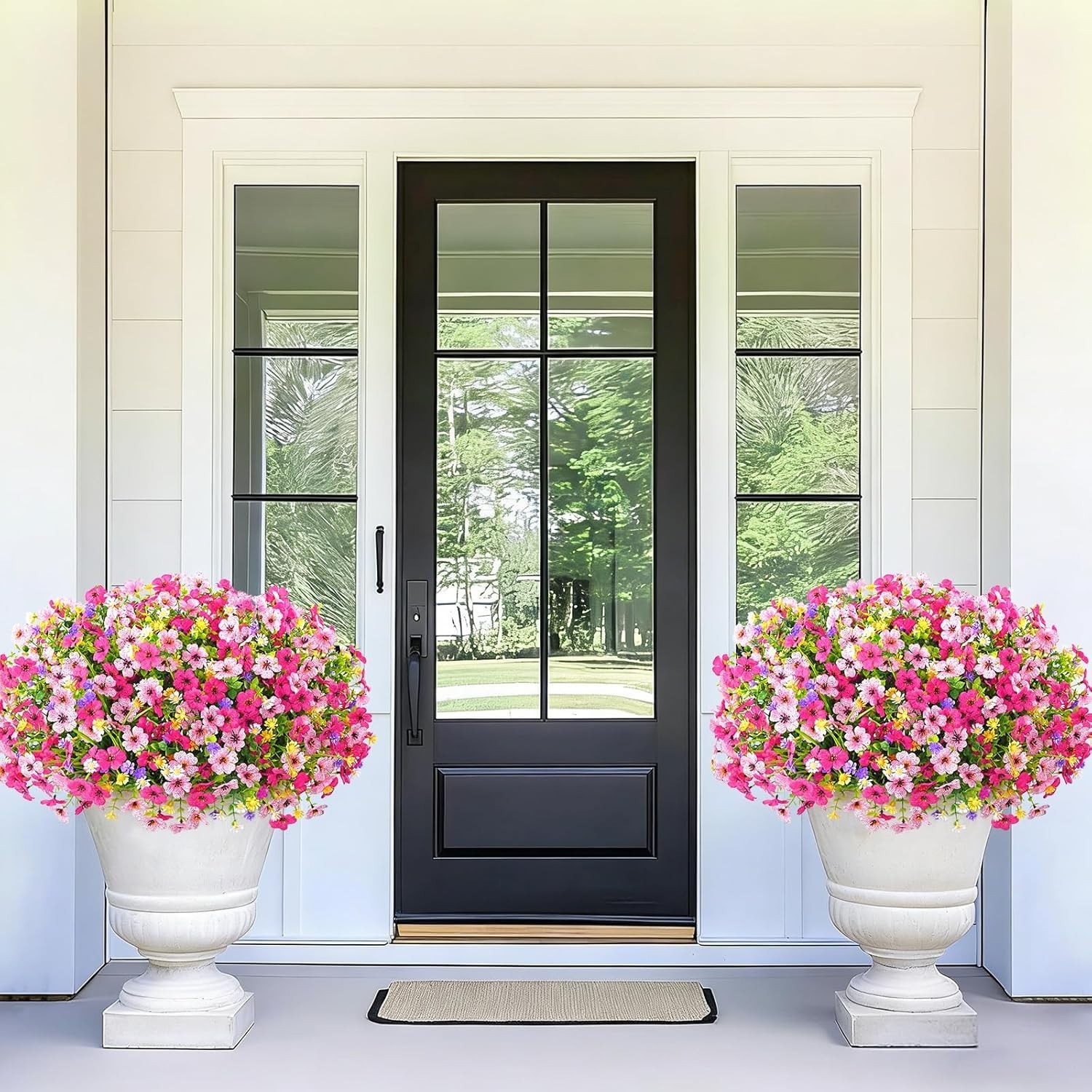 Artificial Outdoor Flowers 12 Bundles UV Resistant Porch Garden Decor