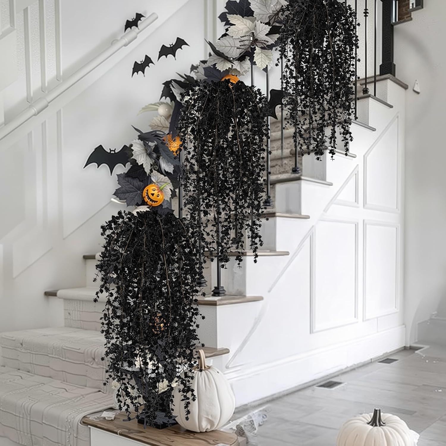 12Pcs Black Hanging Flowers Artificial for Halloween Gothic Decor | Black Hangin