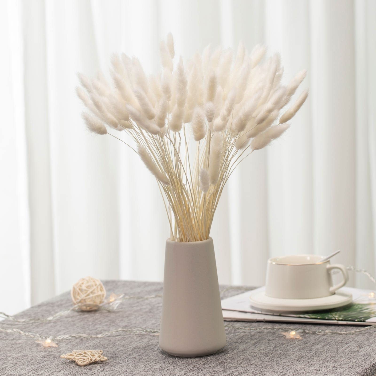Natural Bunny Tails Dried Flowers – 120 PCS Rabbit Tail Grass, 7-retro Pink
