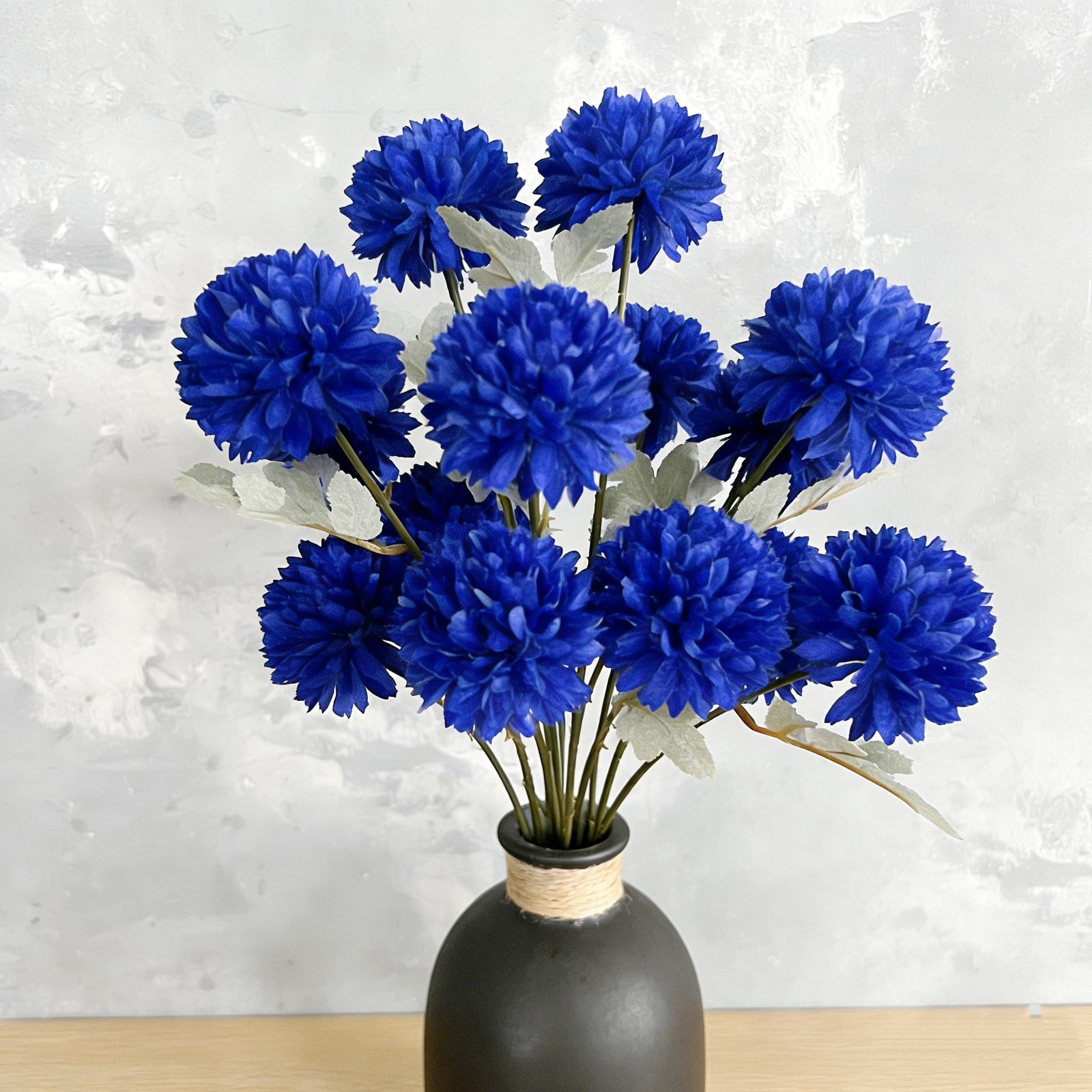 6 Pcs Artificial Silk Chrysanthemum Flowers – 18 Bloom Heads Faux Pompon Mum …