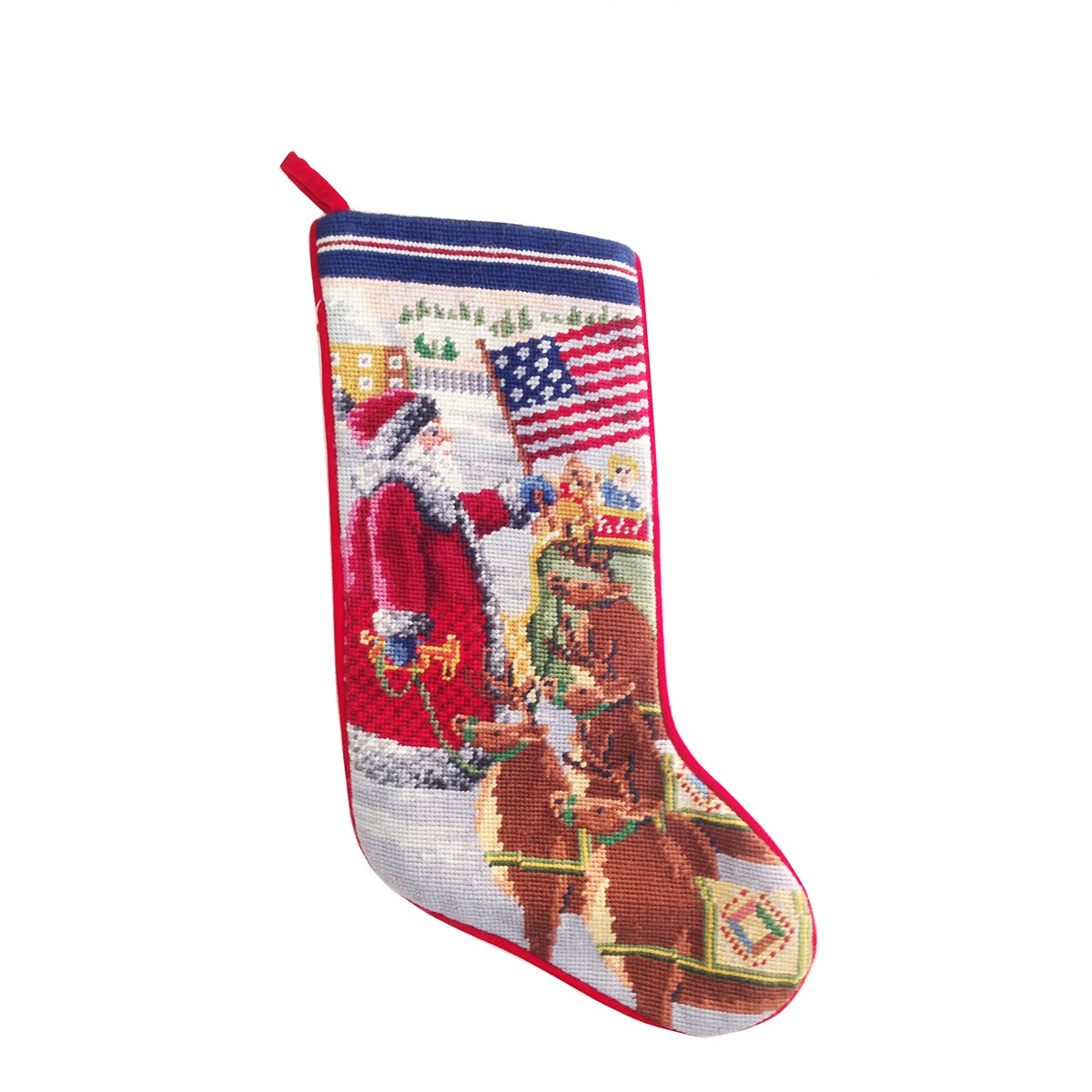 Americana Santa July Fourth Needlepoint Stocking