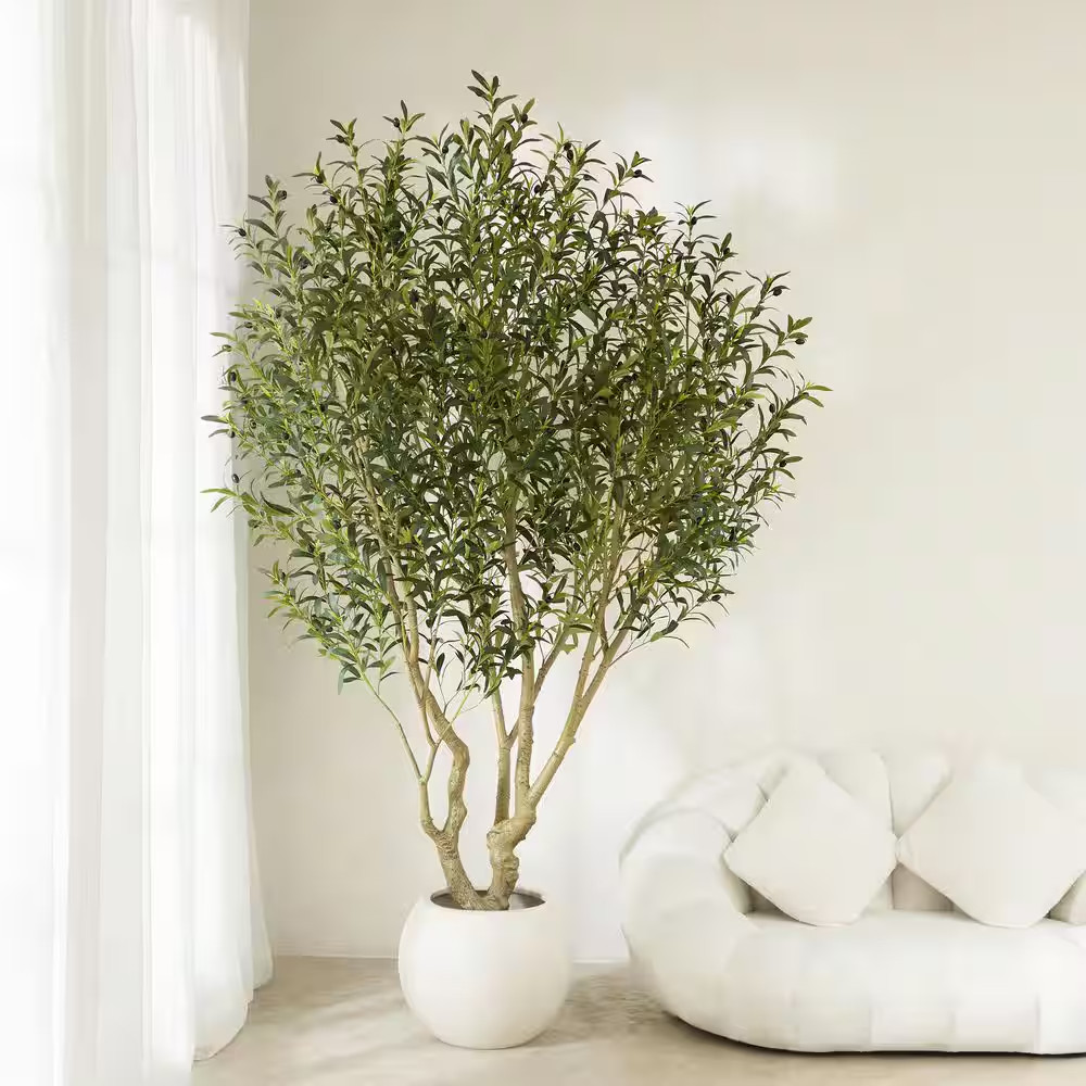 8 Ft. Artificial Olive Tree-Faux Silk Plant Fake Tree for Home Office Decor Indo