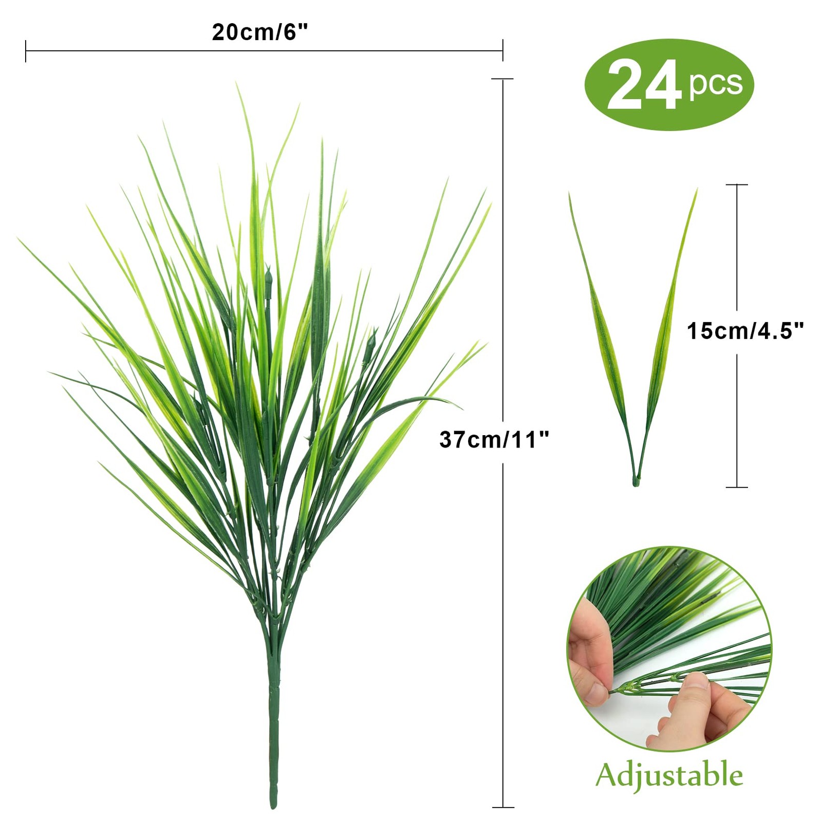 Ouddy Decor 24 Bundles Artificial Plants Outdoors Fake Wheat Grass Faux Greener