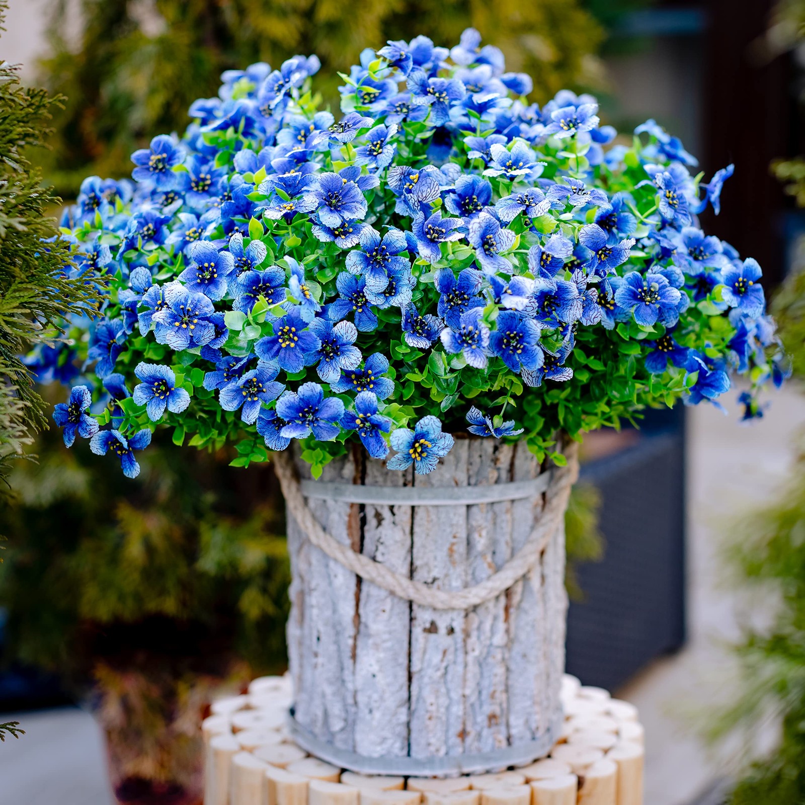 Artificial Flowers for Outdoors Fake Plants – 16 Bundles Faux Outside Greener…