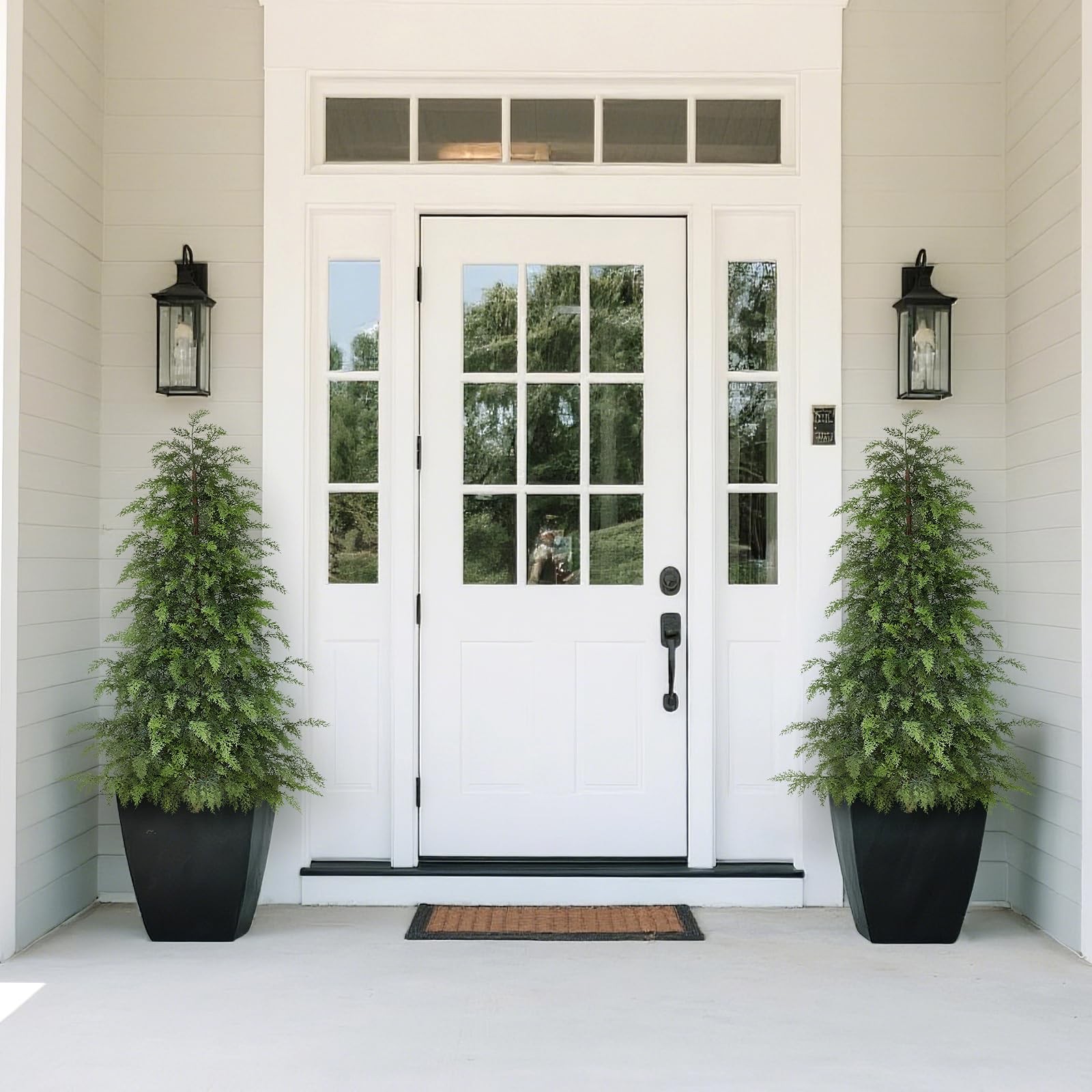 2Set 4FT Lifelike Touch Artificial Cedar Topiary Trees for Front Porch