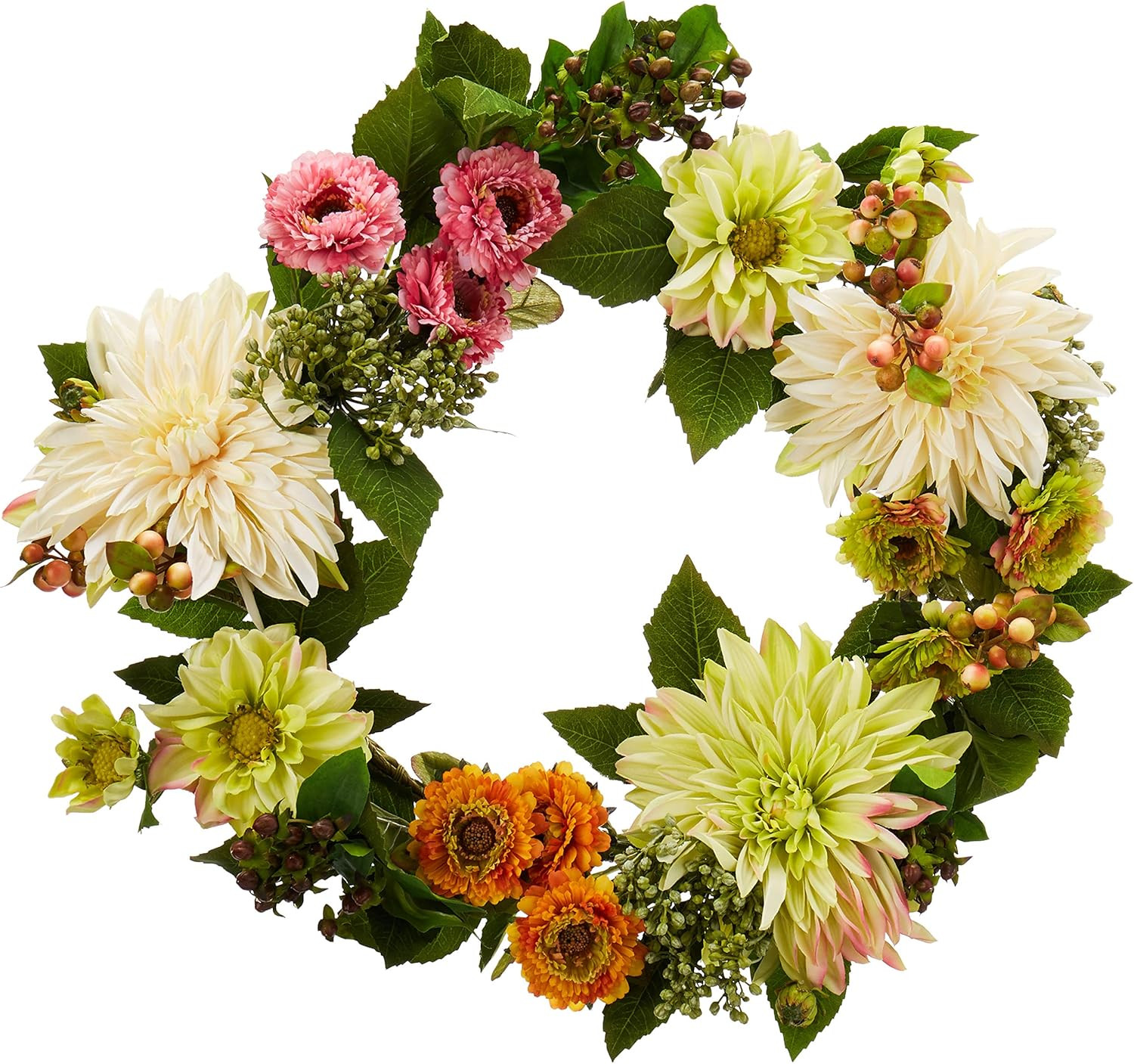 22In. Artificial Dahlia and Mum Wreath
