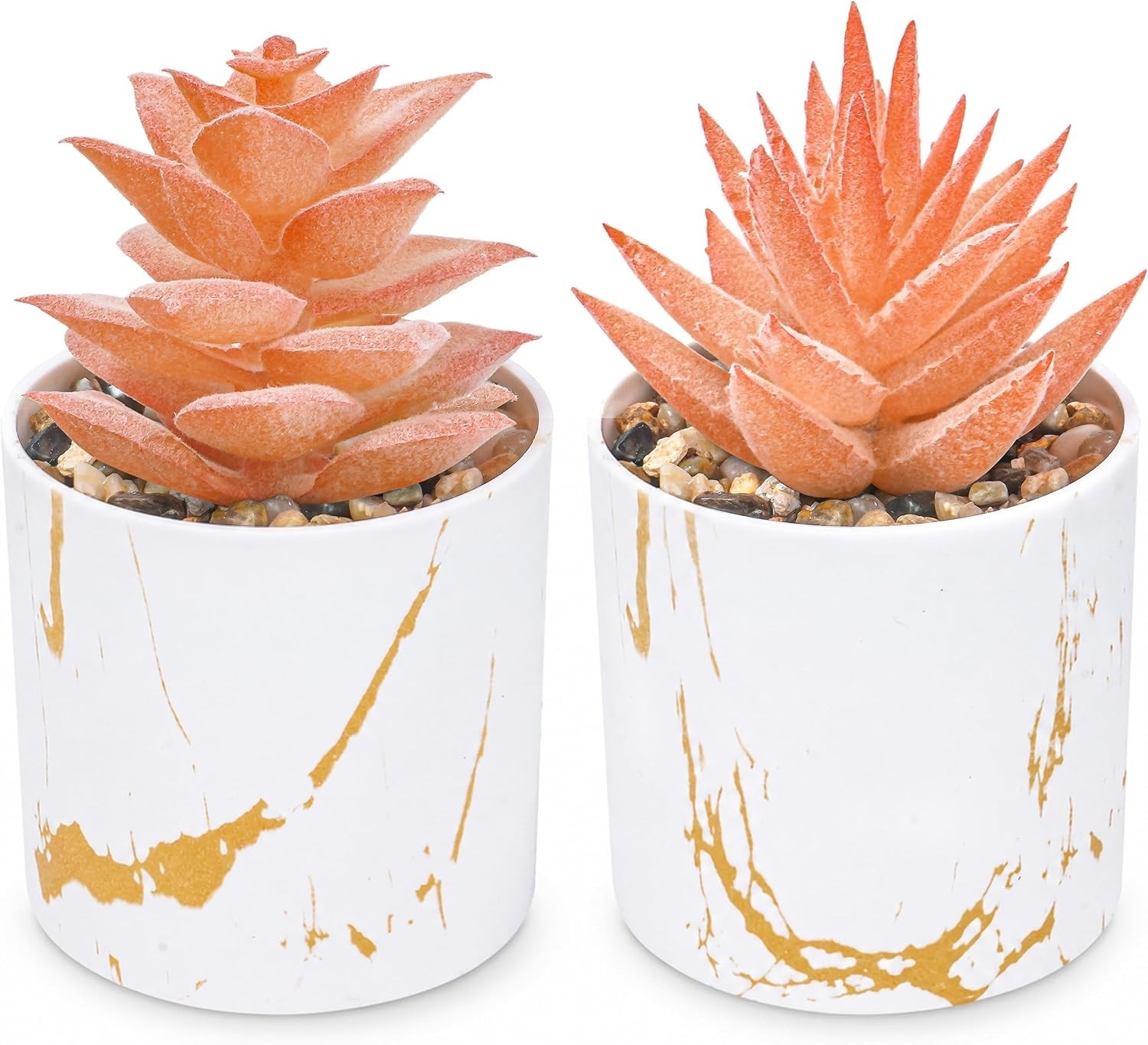 Set of 2 Fall Artificial Succulent Plants, Mini Fake Succulents, Fall Decorat…