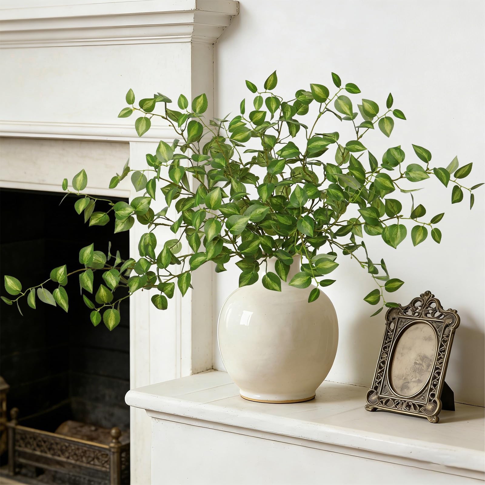 4PCS Artificial Greenery Fake Eucalyptus Leaves Stem Plants 32.7 Inch Faux Fo…