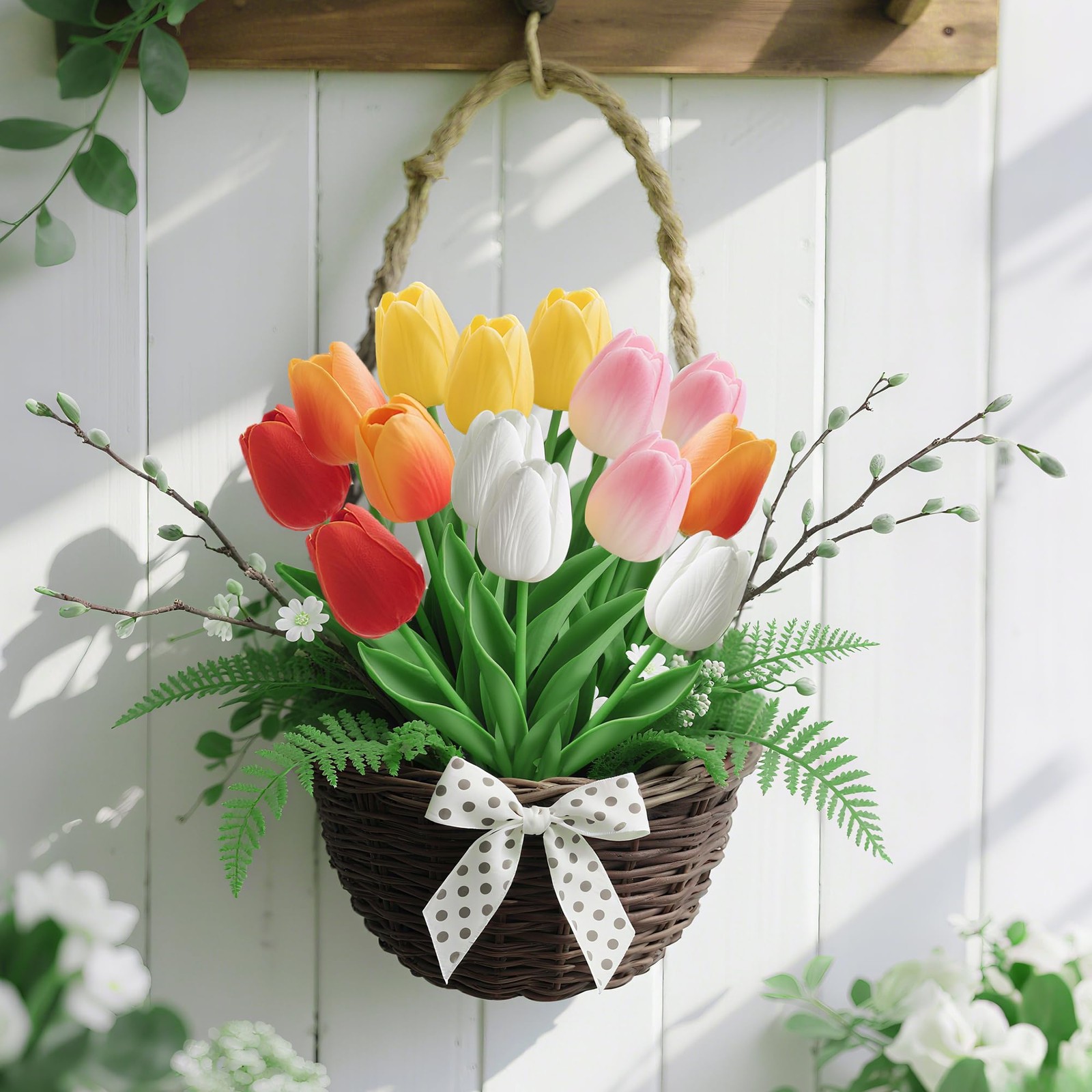 20 PCS Fake Tulips Artificial Flowers 13 Inch Multicolor Real Touch Bouquet