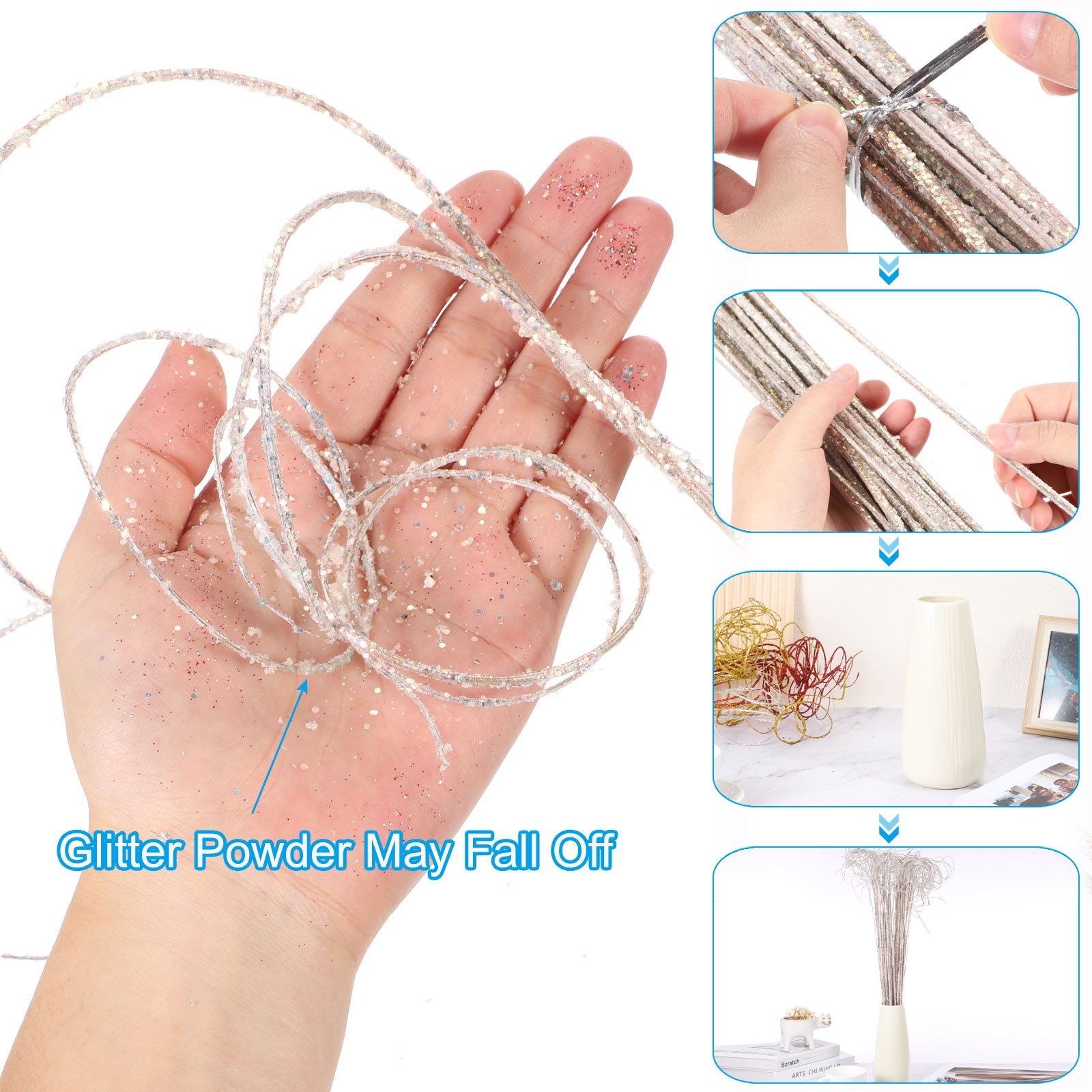 30 Pcs Glitter Dried Curly Willow Branches Natural Branches Twigs, Red