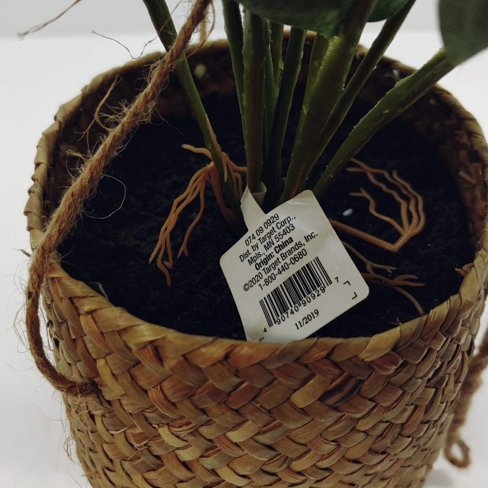 Threshold Faux Hanging Plant Woven Basket Peacock Plant