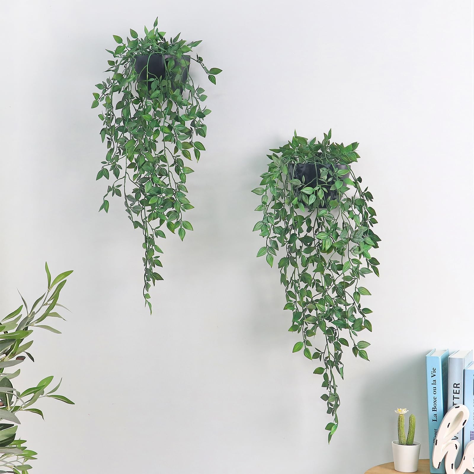 Artificial Hanging Plants 2 Pack, Fake Mandala Vine Greenery with Wall Plante…