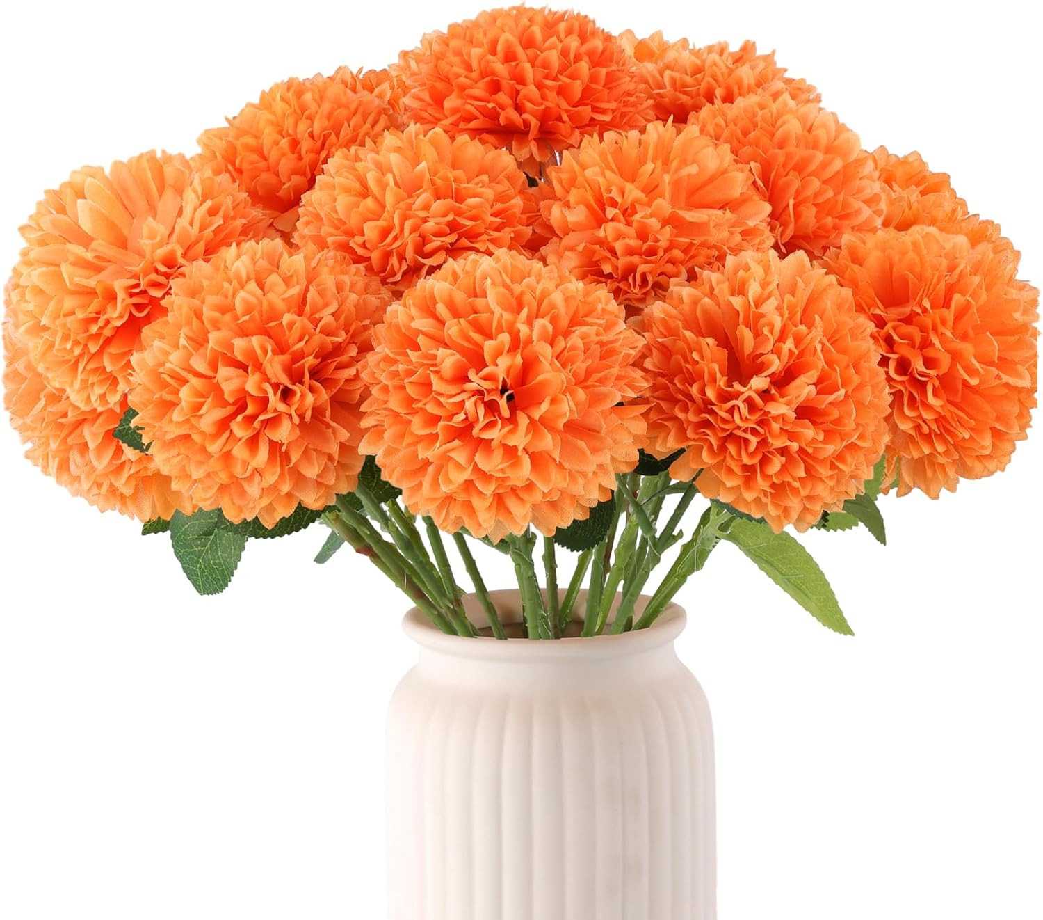 12 Pcs Orange Artificial Chrysanthemums Silk Flowers for Fall Home Decor