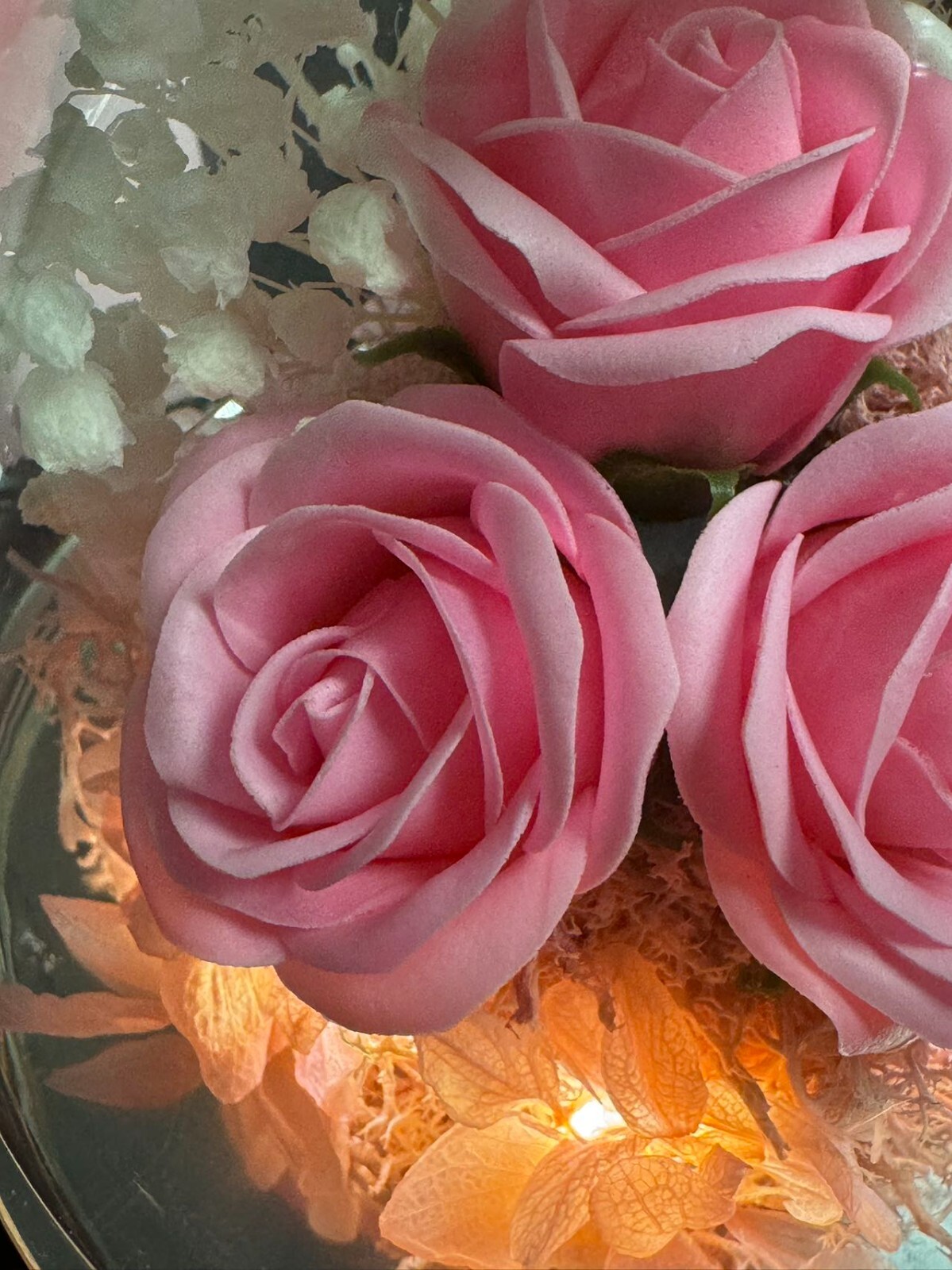 Mothers Day Mom Gift for her, Preserved Real Flower Rose in Large Glass Angel…