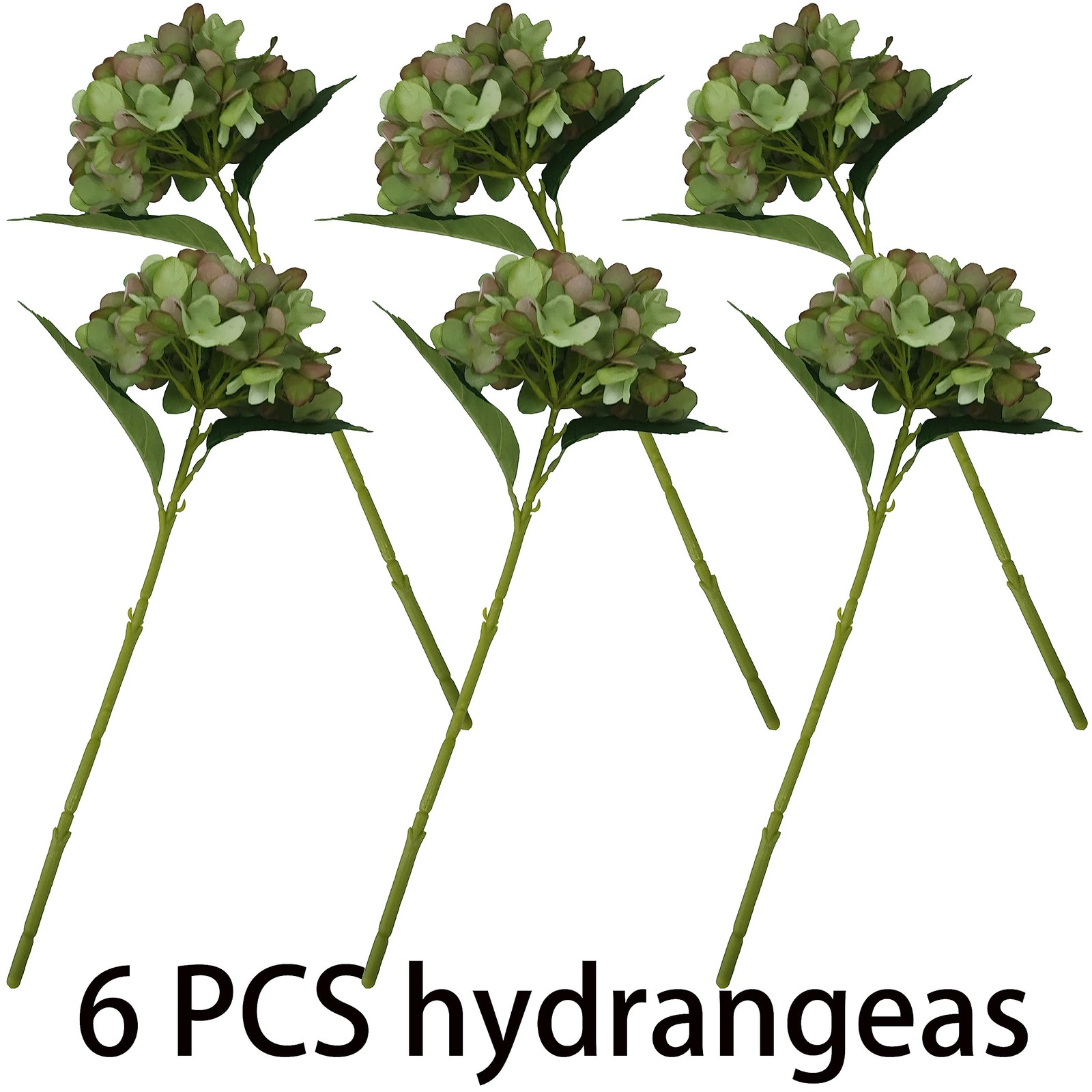 Green Hydrangea Artificial Flowers,6 Pcs Faux Green Hydrangea Flowers, Artifi…