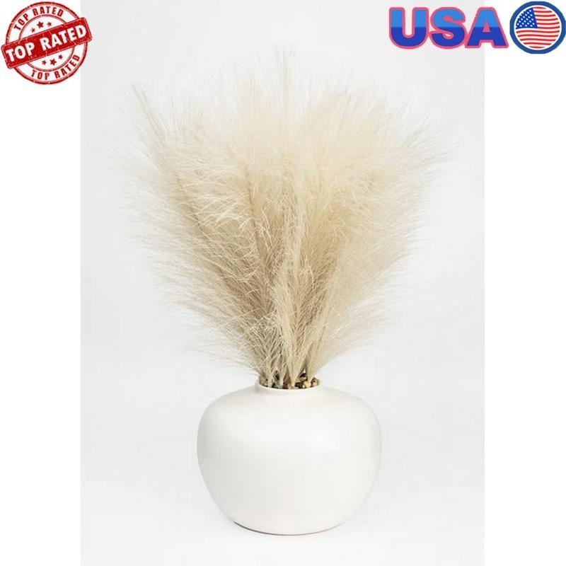 Artificial Pampas Plant in Ceramic Vase Decorative Centerpiece Home Event New