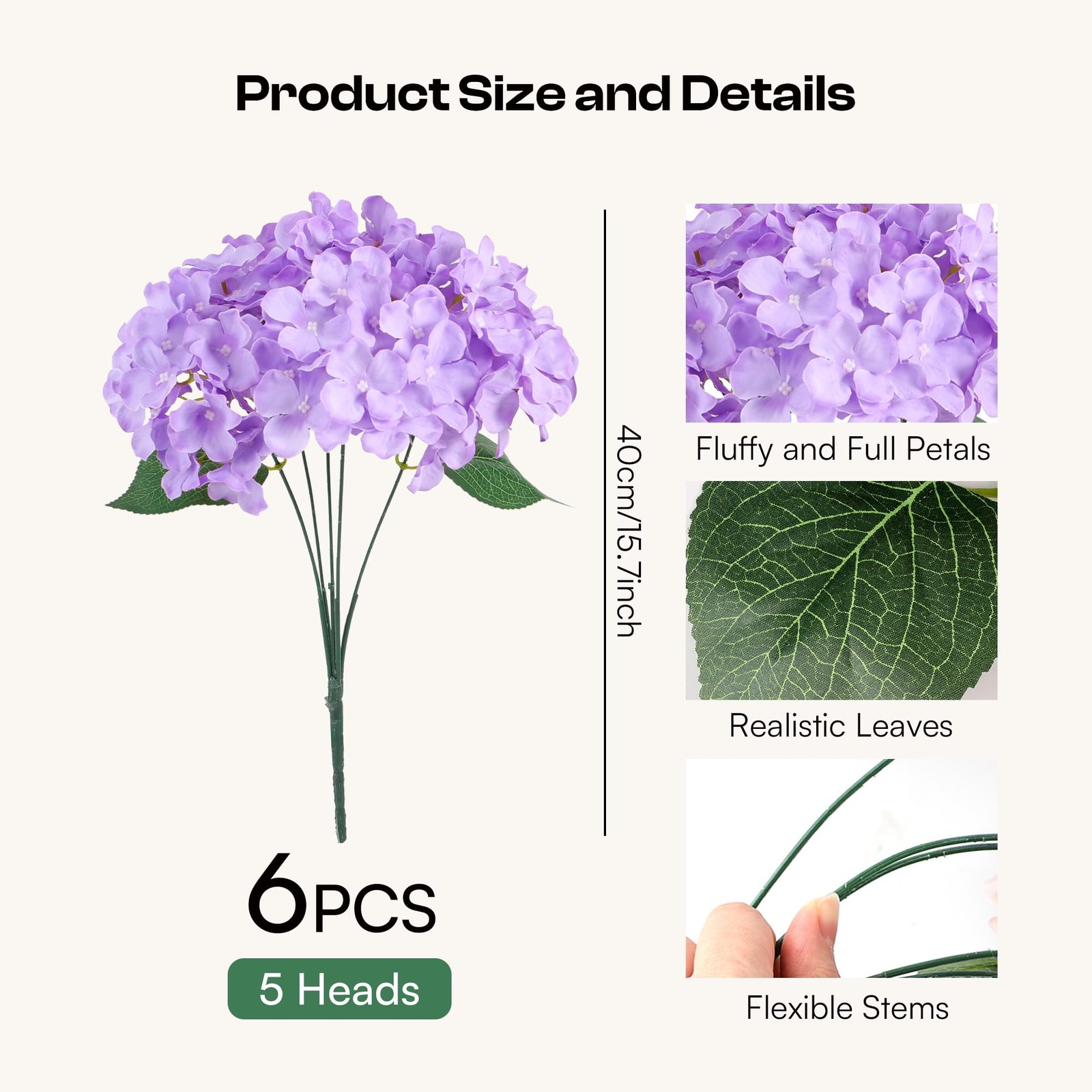 Auihiay 6 Bundles Hydrangea Artificial Flowers for Outdoors and Indoor, Bulk …