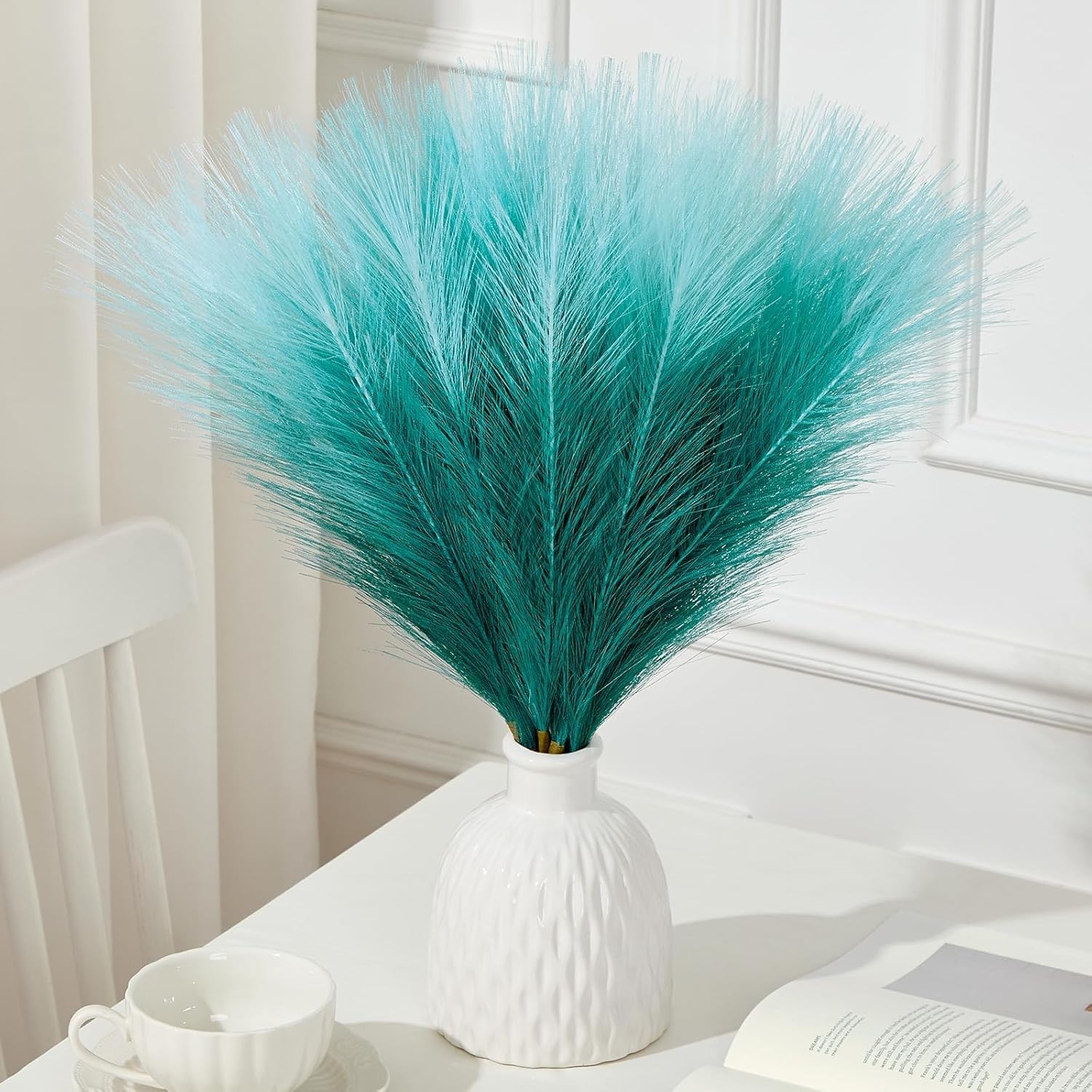 Luxurious 17.7 Inch Silk Faux Pampas Grass – 6 Pcs for Wedding & Home Styling