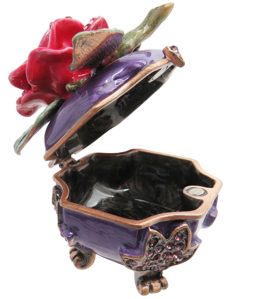 Red Rose Jeweled Trinket Box with Austrian Crystals #2