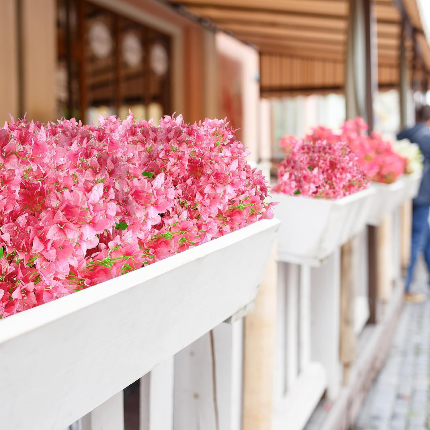 20 PCS Pink Silk Bougainvillea Flowers – UV Resistant Faux Vines for Decor