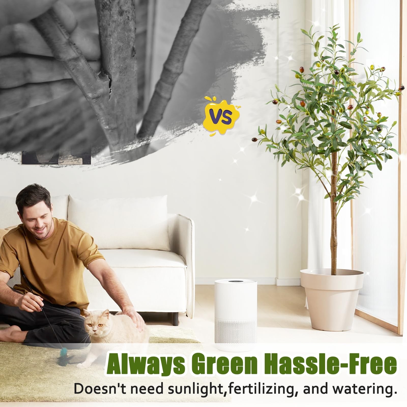 4FT Artificial Olive Tree Indoor, Tall Faux Olive Tree with Pot&Basket, Large…