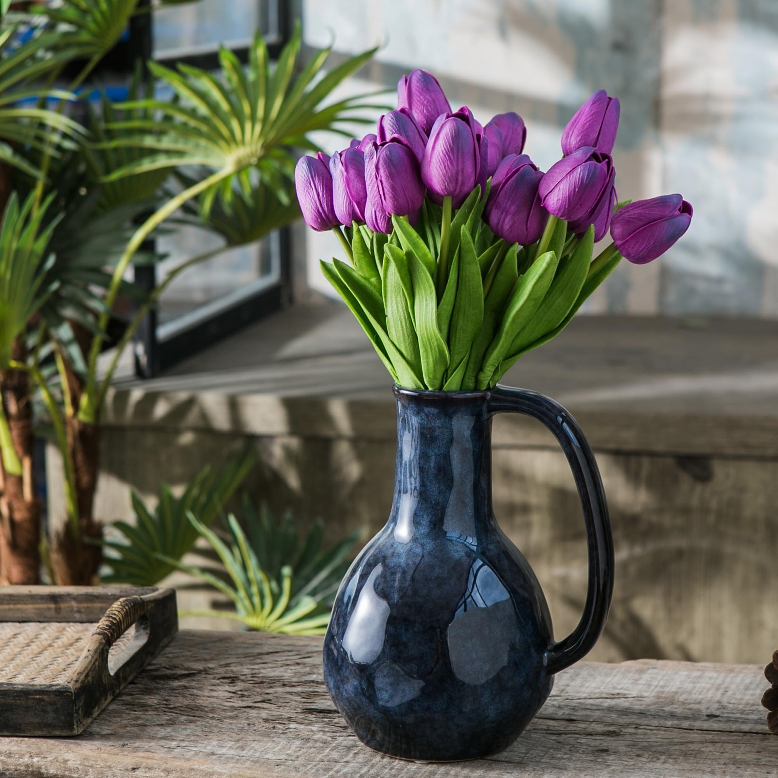 Purple Artificial Tulip Flowers 20pcs 13″ Tall Silk Fake – Perfect for Home