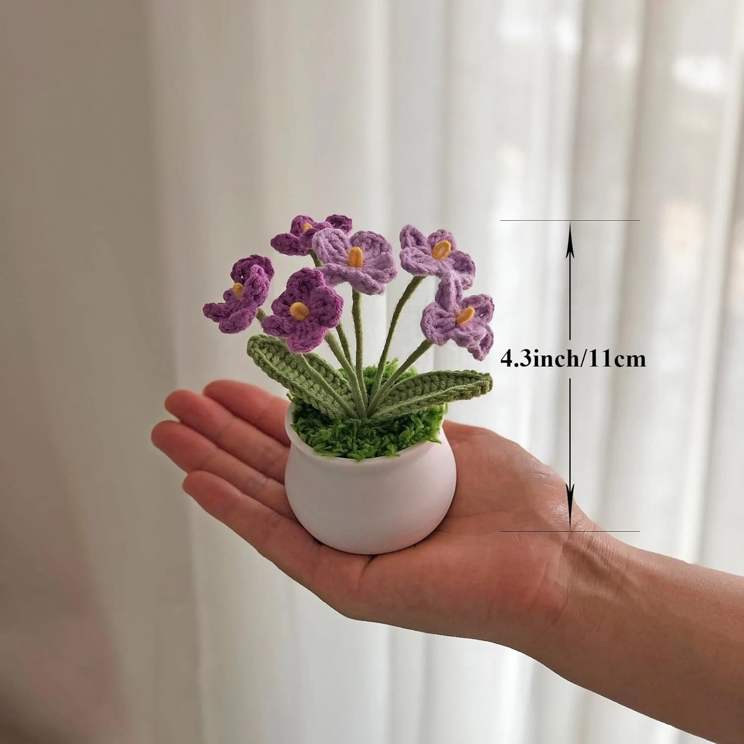Crochet Potted Flower Purple Gradient Myosotis Handmade Gift Home & Office Decor