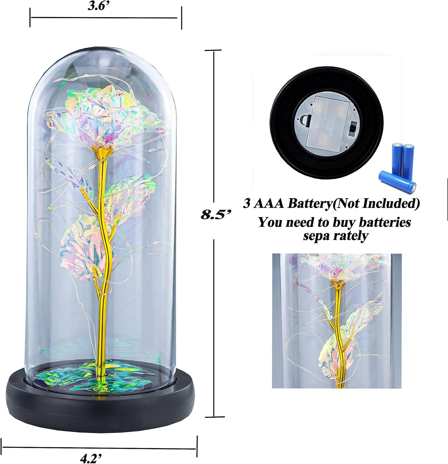 Galaxy-Artificial Rose-Flowers-Forever Enchanted Rose with Colorful LED Light in