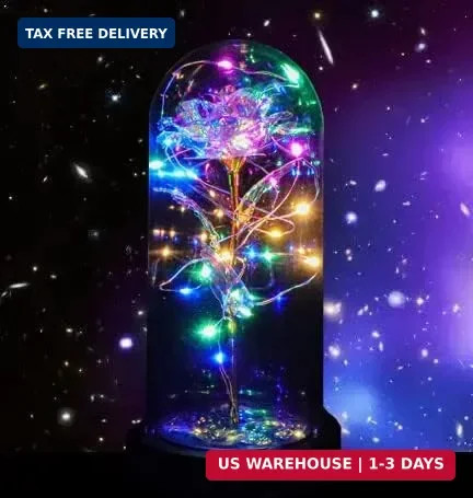 INOGIH Galaxy-Artificial Rose-Flowers-Forever Enchanted Rose with Colorful LED L