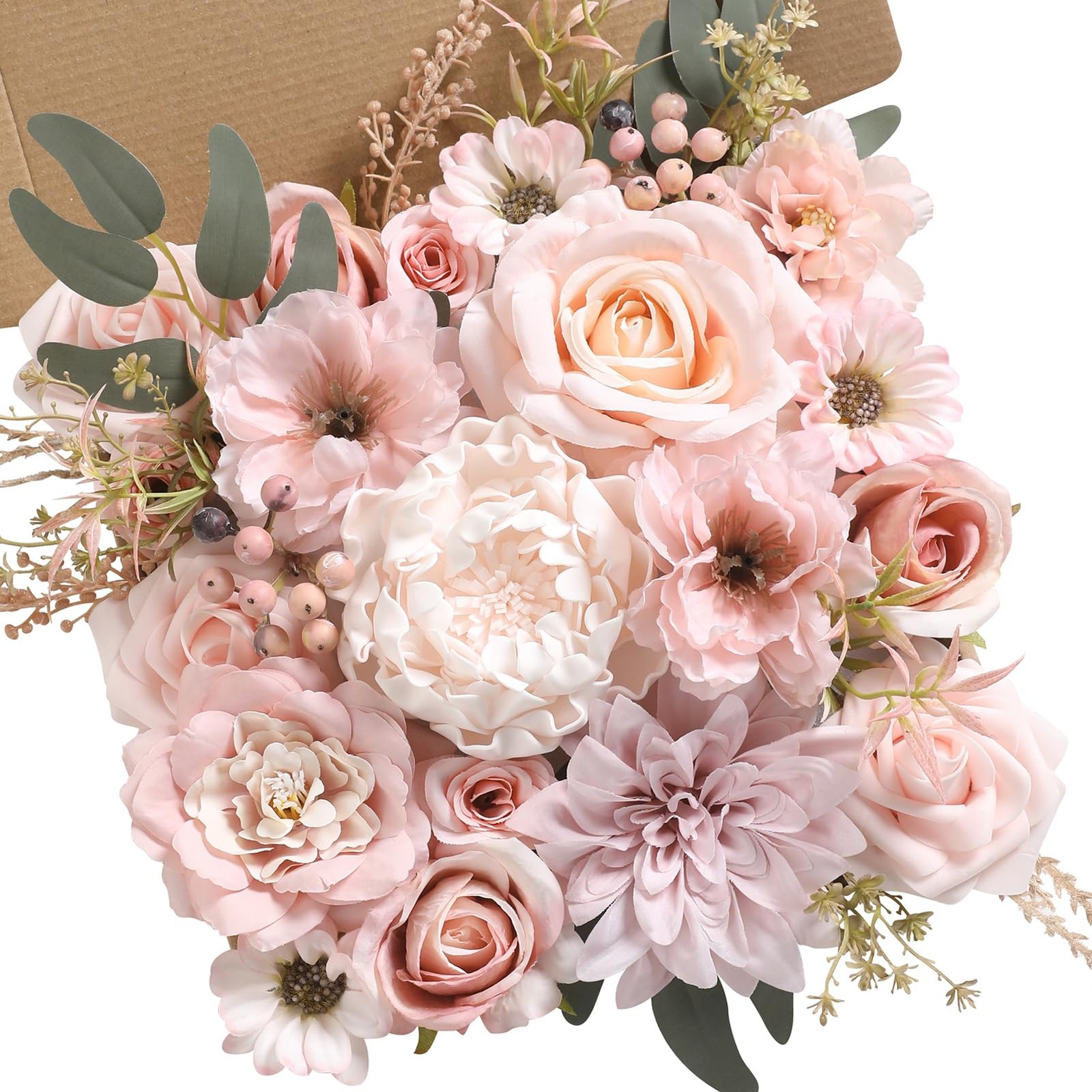 Artificial Flowers Combo Box Set Pink Flowers Silk Fake Roses with Stems for …
